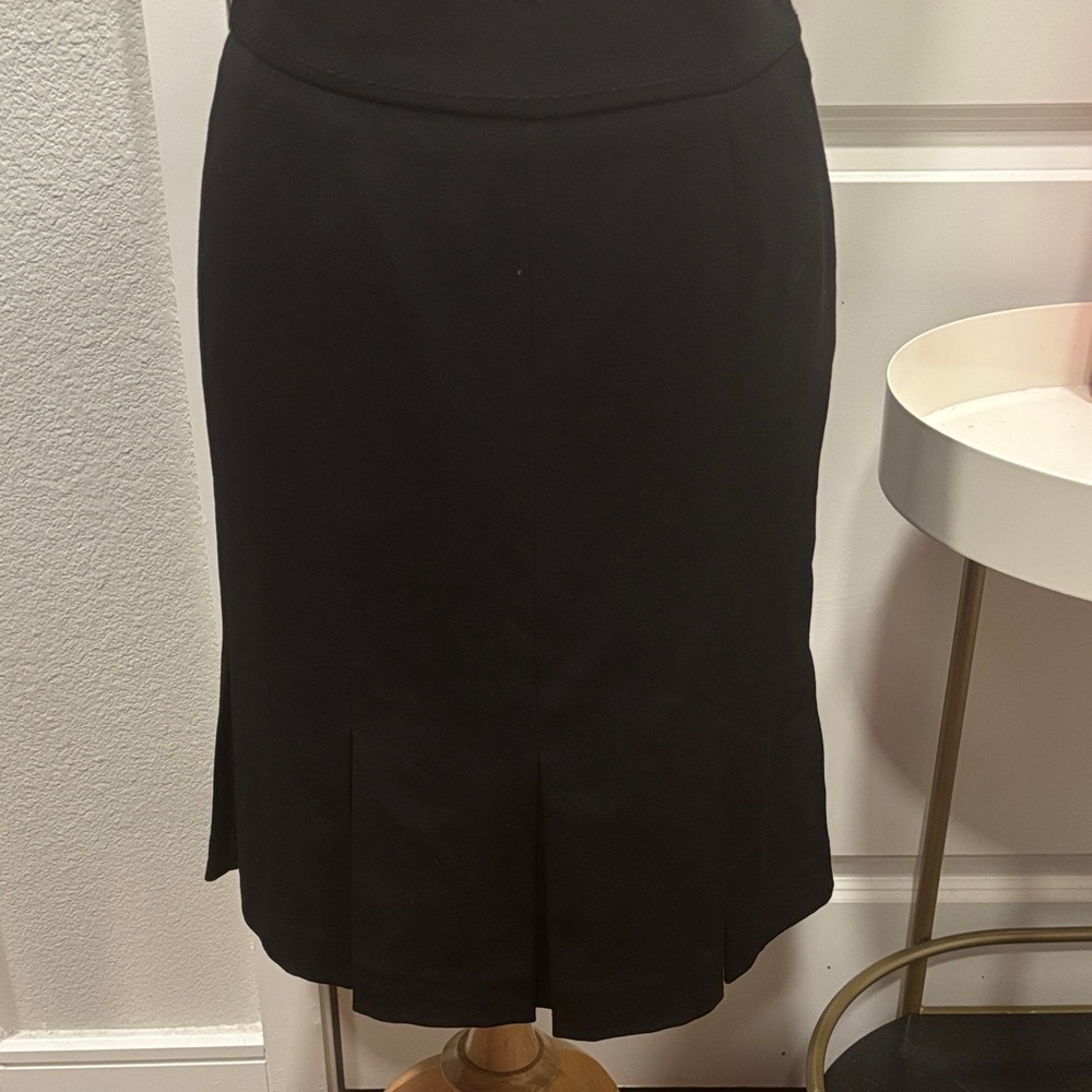 EUC Petite Sophisticate Black Pencil Skirt with Pleated Bottom